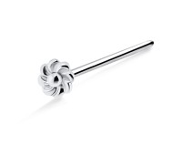 Twisted Flower Silver Straight Nose Stud NSKA-725